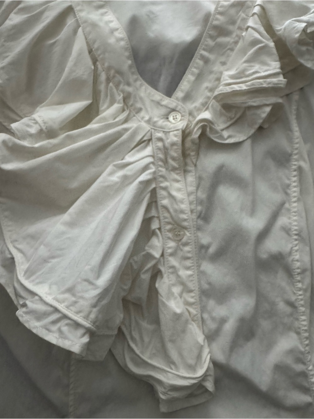 Victor & Rolf White Ruffle-Front Cotton Blouse - Picture 3 of 7